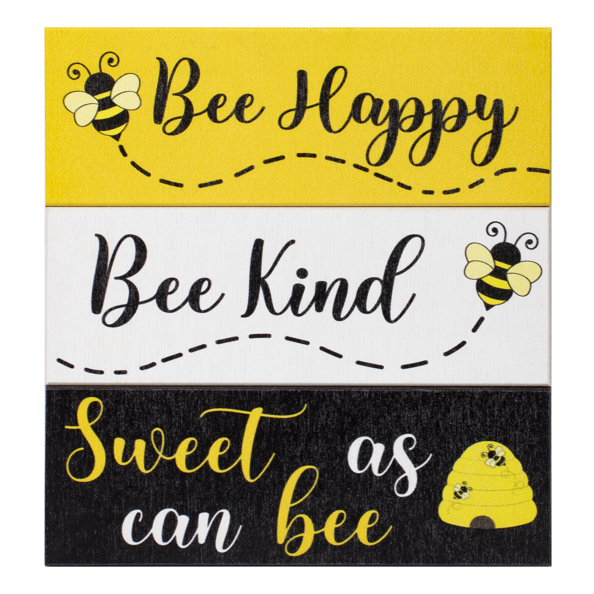 Honey Bee Wall Decor, Bee Happy, Bee Kind, Bee Yourself (9.7 In, 3